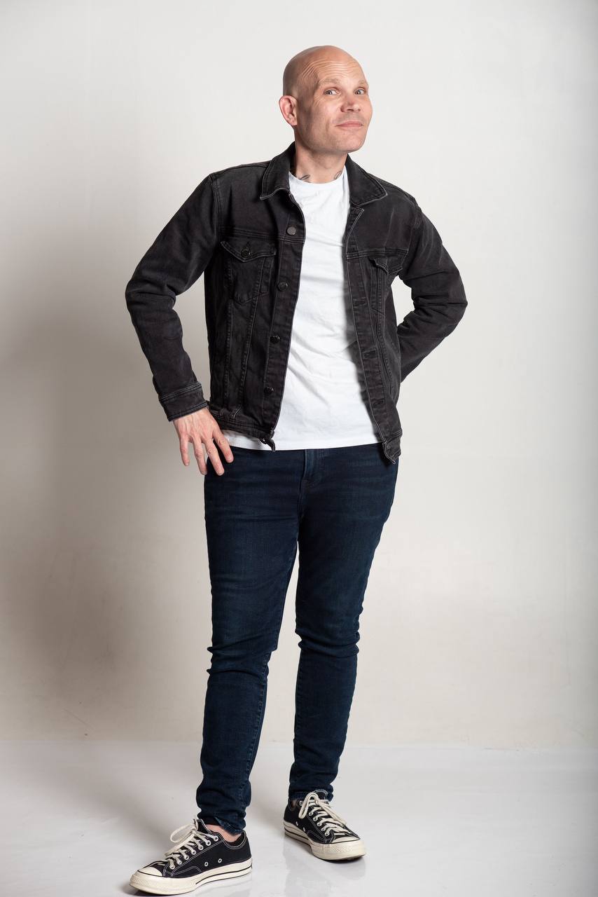 David Bonfadini wearing a black denim jacket